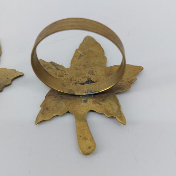 Thanksgiving Fall Leaves Napkin Rings Dining Gold Tone Lot 3 - Picture 8 of 12